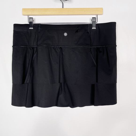 Athleta Large L Black Momentum Tennis Skort Tiered Ruffle Running Short Interior - Picture 2 of 9